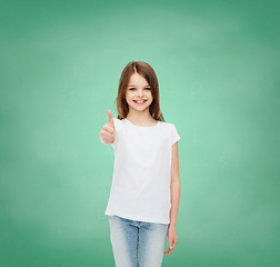 Image showing smiling little girl in white blank t-shirt