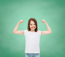 Image showing smiling little girl in white blank t-shirt