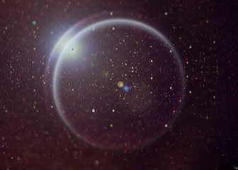 Image showing Fantasy deep space nebula with planet and stars