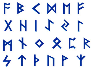 Image showing blue runes illustration on white