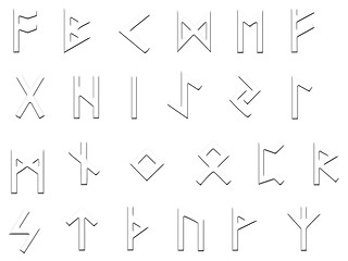 Image showing embossed runes illustration on white