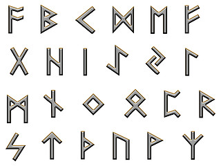 Image showing metallic runes illustration on white