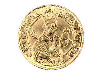 Image showing historical czech coin (gold) isolated 