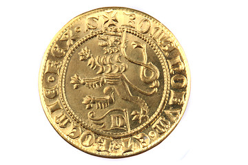 Image showing historical czech coin (gold) isolated 