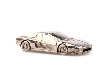 Image showing model of sport car in silver metal isolated 