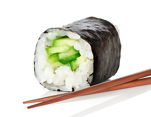Image showing Sushi with chopsticks