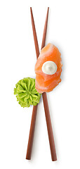 Image showing Chinese sticks and sushi