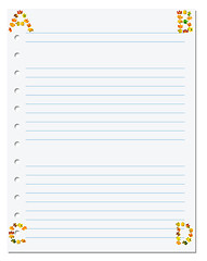 Image showing Notebook paper with letters A B C D in corner composed of autumn