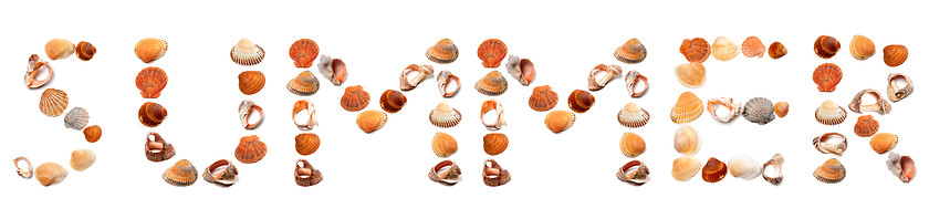 Image showing S U M M E R text composed of seashells