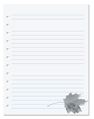 Image showing Notebook paper with maple-leaf at background