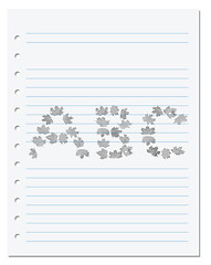 Image showing Notebook paper with letters A B C composed of autumn maple leafs