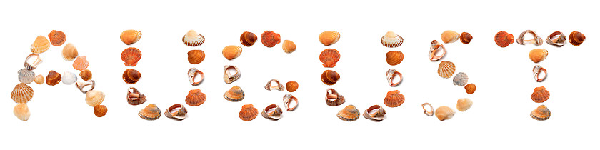 Image showing A U G U S T text composed of seashells