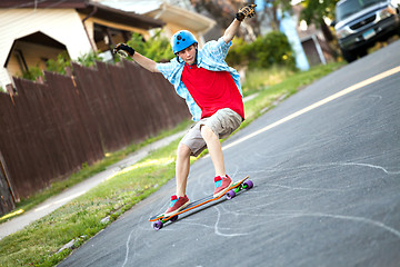 Image showing Longboarder Teen