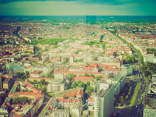 Image showing Retro look Berlin aerial view