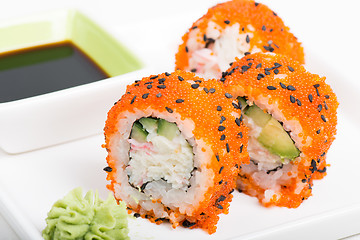 Image showing Sushi rolls with crab meat