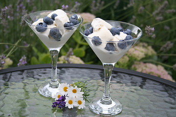 Image showing Blueberries and ice cream