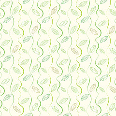 Image showing seamless floral pattern. Stripes and leaves on a light backgroun