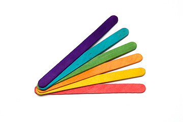 Image showing rainbow craft sticks fanned