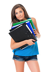 Image showing Girl with folders