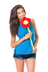 Image showing Girl with big flower