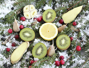 Image showing Fruit on snow