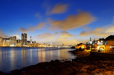 Image showing Hong Kong fishing valley at sunset