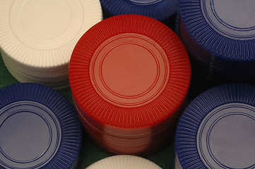 Image showing Close-up of plastic gambling chips