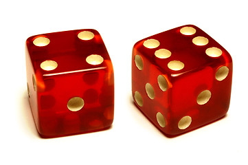 Image showing Red dice on a white surface