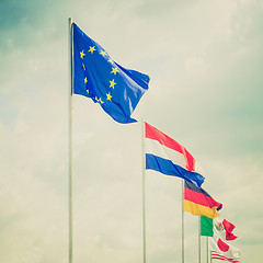 Image showing Retro look Flags