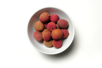 Image showing Bowl of Chinese lychee fruit