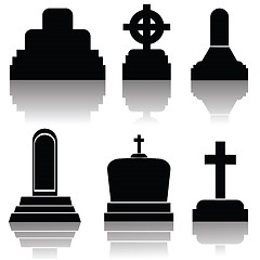 Image showing set of gravestone silhouettes