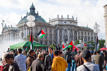 Image showing Pro-Palestinian demonstration in the central square of European 