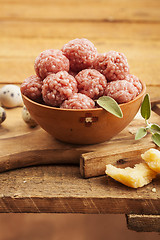 Image showing Raw meatballs