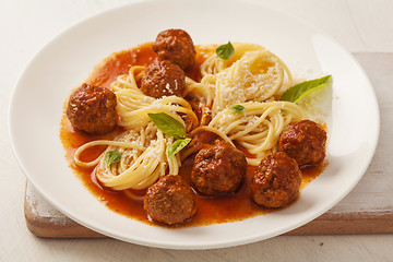 Image showing Pasta with meatballs 