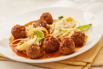 Image showing Pasta with meatballs 