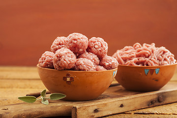 Image showing Raw meatballs