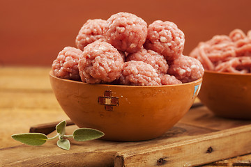 Image showing Raw meatballs