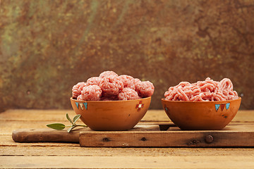 Image showing Raw meatballs