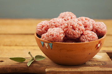 Image showing Raw meatballs