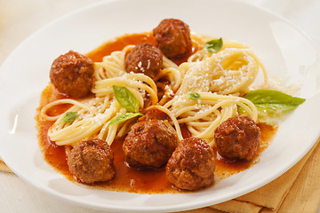 Image showing Pasta with meatballs 