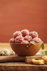 Image showing Raw meatballs