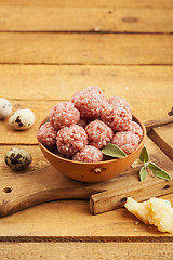 Image showing Raw meatballs