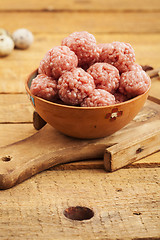 Image showing Raw meatballs