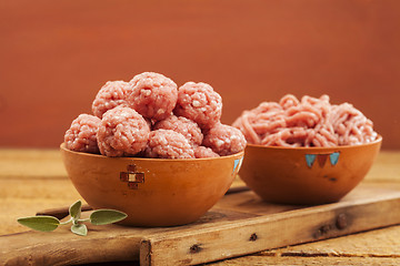 Image showing Raw meatballs