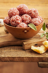 Image showing Raw meatballs