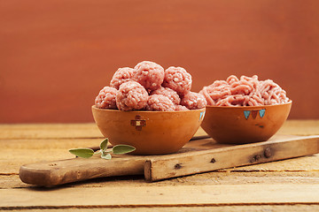 Image showing Raw meatballs