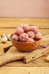 Image showing Raw meatballs