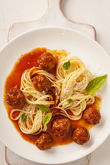 Image showing Pasta with meatballs 