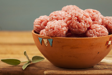 Image showing Raw meatballs