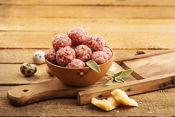 Image showing Raw meatballs